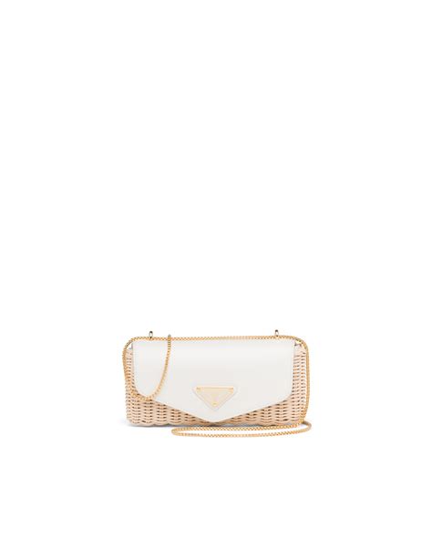 midollino prada|Tan/white Wicker And Leather Mini Bag .